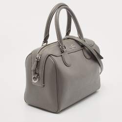 Pre Owned Coach Grey Leather Mini Bennett Satchel