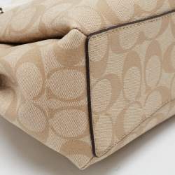 Pre Owned Coach Off White/Beige Signature Coated Canvas and Leather Mini Christie Carryall Satchel