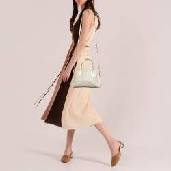 Pre Owned Coach Off White/Beige Signature Coated Canvas and Leather Mini Christie Carryall Satchel