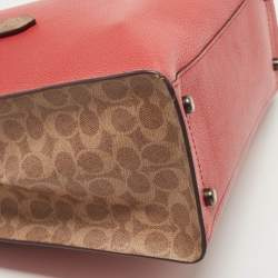 مملوكة مسبقًا Coach Red/Beige Leather And Coated Canvas Charlie Carryall Tote