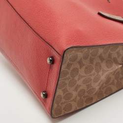 مملوكة مسبقًا Coach Red/Beige Leather And Coated Canvas Charlie Carryall Tote