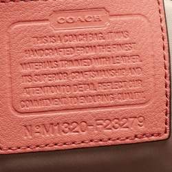 Pre Owned Coach Beige/Coral Orange Signature Canvas and Leather Park Hobo