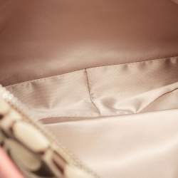 Pre Owned Coach Beige/Coral Orange Signature Canvas and Leather Park Hobo