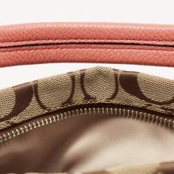 Pre Owned Coach Beige/Coral Orange Signature Canvas and Leather Park Hobo