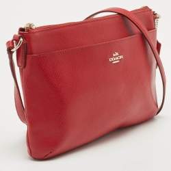Pre Owned Coach Red Leather East/West Swingpack Crossbody Bag