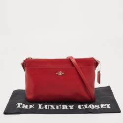 Pre Owned Coach Red Leather East/West Swingpack Crossbody Bag