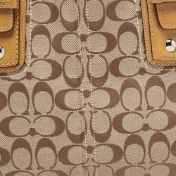 Coach Tan/Beige Canvas and Patent Leather Buckle Handle Tote