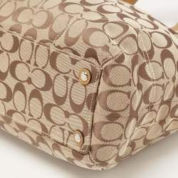 Coach Tan/Beige Canvas and Patent Leather Buckle Handle Tote