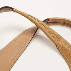 Coach Tan/Beige Canvas and Patent Leather Buckle Handle Tote