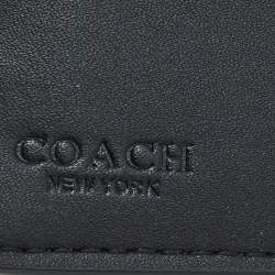Coach Black/Brown Coated Canvas and  Leather Corner Zip Wallet