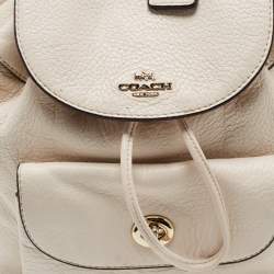 Pre Owned Coach Off White Leather Mini Billie Backpack