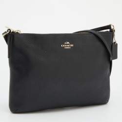 Pre Owned Coach Black Leather Zip Crossbody Bag