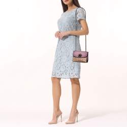 Pre Owned Coach Tri Color Signature Coated Canvas and Leather Madison Crossbody Bag