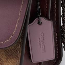 Pre Owned Coach Tri Color Signature Coated Canvas and Leather Madison Crossbody Bag