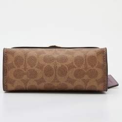 Pre Owned Coach Tri Color Signature Coated Canvas and Leather Madison Crossbody Bag