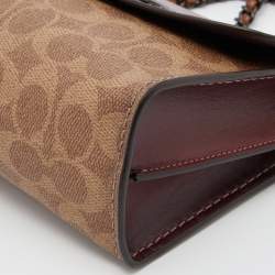 Pre Owned Coach Tri Color Signature Coated Canvas and Leather Madison Crossbody Bag