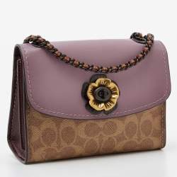 Pre Owned Coach Tri Color Signature Coated Canvas and Leather Madison Crossbody Bag