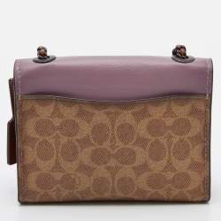 Pre Owned Coach Tri Color Signature Coated Canvas and Leather Madison Crossbody Bag