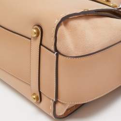 Pre Owned Coach Beige Ombre Leather and Suede Double Swagger Tote