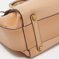 Pre Owned Coach Beige Ombre Leather and Suede Double Swagger Tote