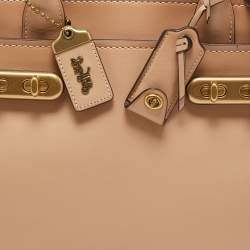 Pre Owned Coach Beige Ombre Leather and Suede Double Swagger Tote