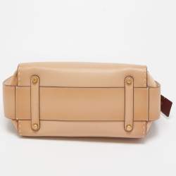 Pre Owned Coach Beige Ombre Leather and Suede Double Swagger Tote