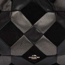 Coach Blck/Grey Leather and Suede Patchwork Edie Shoulder Bag