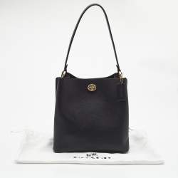 Pre Owned Coach Black Leather Charlie Bucket Bag