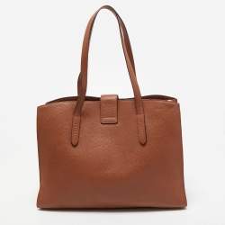 Coach Brown Leather Turnlock Charlie Carryall Tote