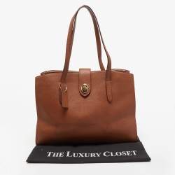 Coach Brown Leather Turnlock Charlie Carryall Tote