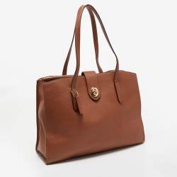 Coach Brown Leather Turnlock Charlie Carryall Tote