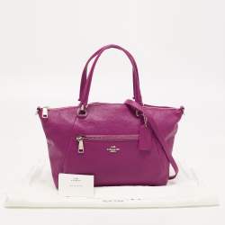 Pre Owned Coach Magenta Pebbled Leather Prairie Satchel