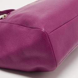 Pre Owned Coach Magenta Pebbled Leather Prairie Satchel