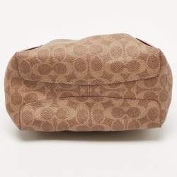 Pre Owned Coach Beige/Brown Signature Coated Canvas and Leather Hadley 21 Hobo