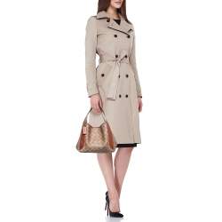 Pre Owned Coach Beige/Brown Signature Coated Canvas and Leather Hadley 21 Hobo