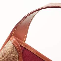 Pre Owned Coach Beige/Brown Signature Coated Canvas and Leather Hadley 21 Hobo