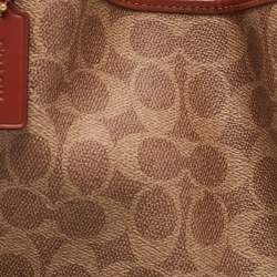 Pre Owned Coach Beige/Brown Signature Coated Canvas and Leather Hadley 21 Hobo