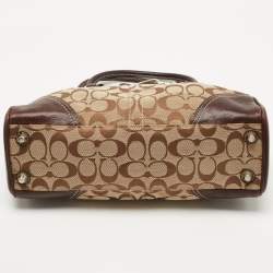 مملوكة مسبقًا Coach Ebony/Beige Signature Canvas and Leather Tassel Satchel