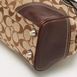 مملوكة مسبقًا Coach Ebony/Beige Signature Canvas and Leather Tassel Satchel
