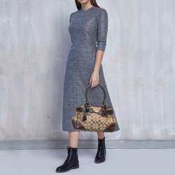 مملوكة مسبقًا Coach Ebony/Beige Signature Canvas and Leather Tassel Satchel