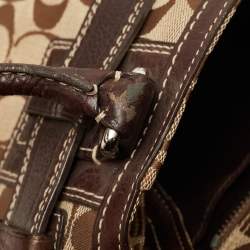 مملوكة مسبقًا Coach Ebony/Beige Signature Canvas and Leather Tassel Satchel