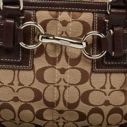 مملوكة مسبقًا Coach Ebony/Beige Signature Canvas and Leather Tassel Satchel