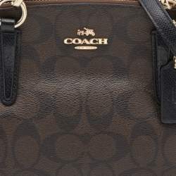 Pre Owned Coach Brown/Black Signature Coated Canvas and Leather Mini Christie Carryall Satchel