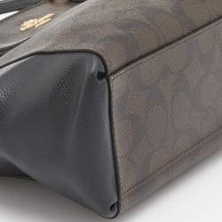 Pre Owned Coach Brown/Black Signature Coated Canvas and Leather Mini Christie Carryall Satchel
