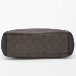 Pre Owned Coach Brown/Black Signature Coated Canvas and Leather Mini Christie Carryall Satchel