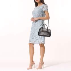 Pre Owned Coach Brown/Black Signature Coated Canvas and Leather Mini Christie Carryall Satchel