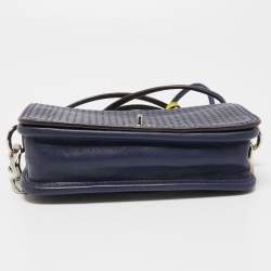 Pre Owned Coach Blue/Green Perforated Leather Legacy Penny Crossbody Bag