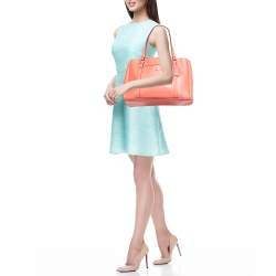 Pre Owned Coach Coral Orange Leather Peyton Jordan Tote