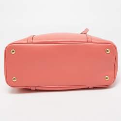 Pre Owned Coach Coral Orange Leather Peyton Jordan Tote