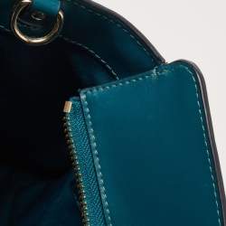Pre Owned Coach Teal Blue Croc Embossed Leather Swagger 30 Tote